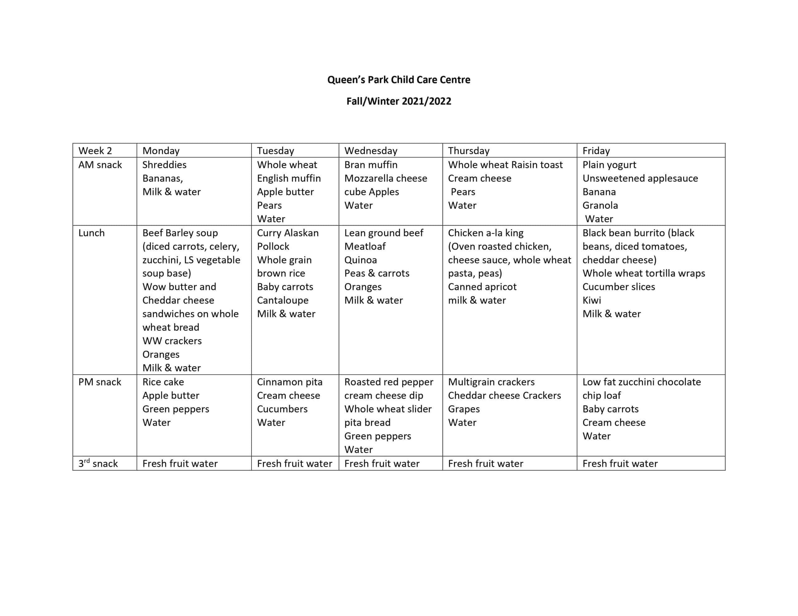 Week 2 Menu Fall 2121 Week 2 Menu Fall 2121