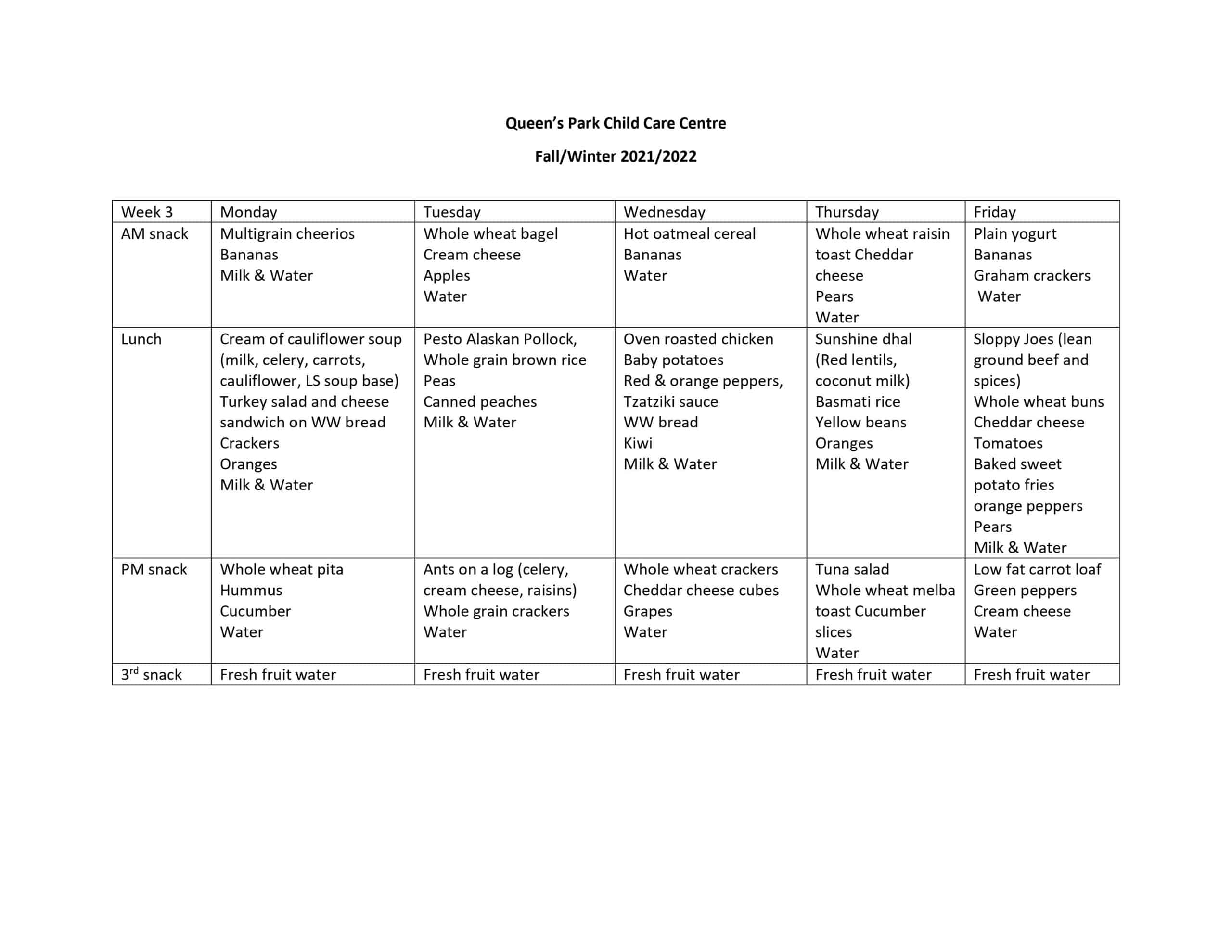 Week 3 Menu Fall 2121 Week 3 Menu Fall 2121